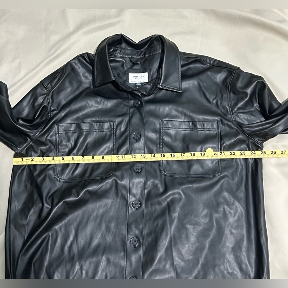 NWT American Eagle Oversized Vegan Leather Shacket in Black - L - Picture 12 of 12
